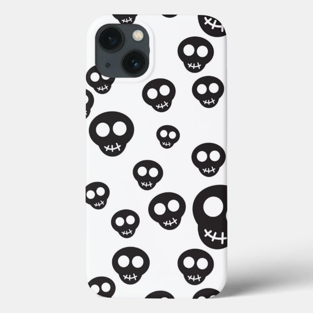 Pattern with black skulls on white Case-Mate iPhone case (Back)