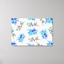 pattern with blue bouquet of flowers and leaves    canvas print