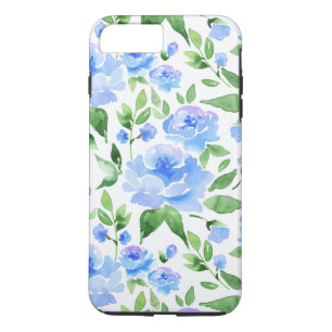 Pattern with blue watercolor flowers iPhone 8 plus/7 plus case