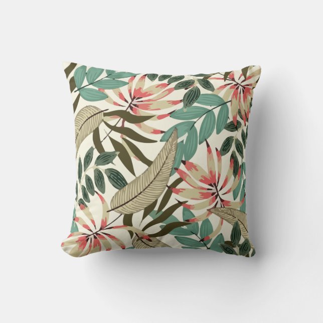 Pattern With Bright Green Plants Leaves Cushion (Front)