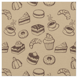 Pattern With Cakes, Desserts And Bakery Fabric