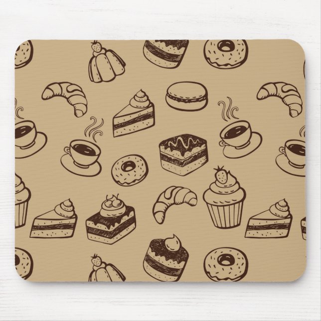 Pattern With Cakes, Desserts And Bakery Mouse Mat (Front)