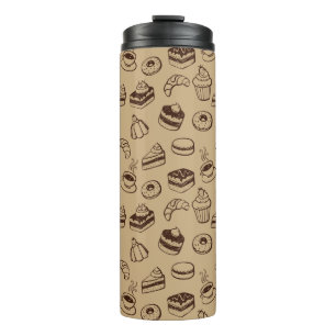 Pattern With Cakes, Desserts And Bakery Thermal Tumbler