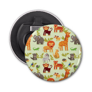 Pattern With Cartoon Animals Bottle Opener