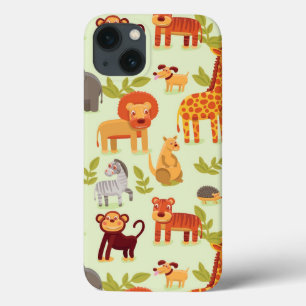 Pattern With Cartoon Animals iPhone 13 Case
