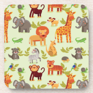 Pattern With Cartoon Animals Coaster