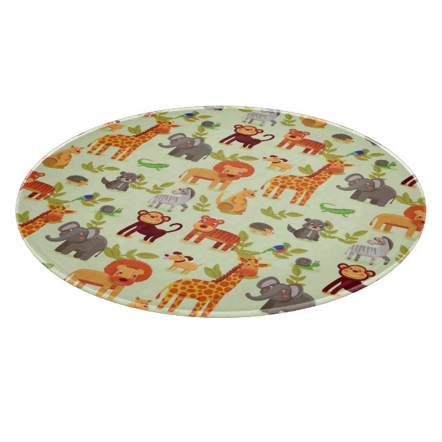Pattern With Cartoon Animals Cutting Board (Corner)