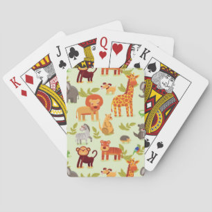 Pattern With Cartoon Animals Playing Cards