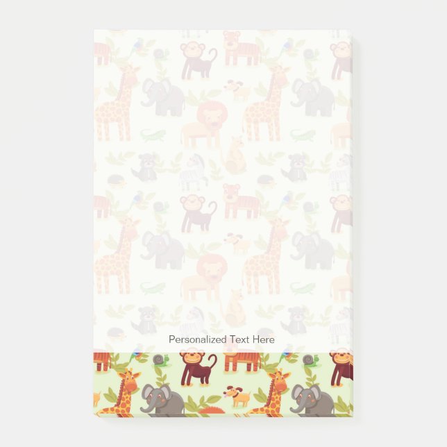 Pattern With Cartoon Animals Post-it Notes (Front)