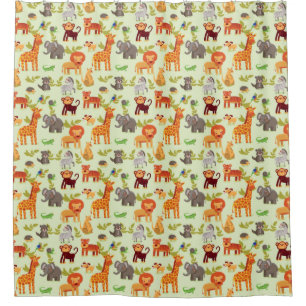 Pattern With Cartoon Animals Shower Curtain