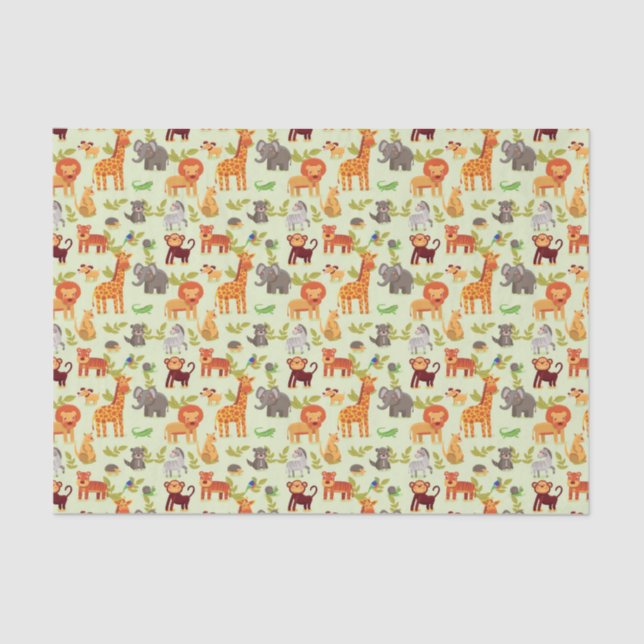 Pattern With Cartoon Animals Tissue Paper (Front)