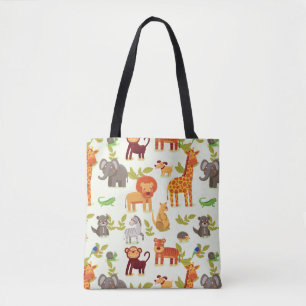 Pattern With Cartoon Animals Tote Bag