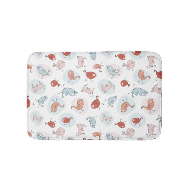pattern with cartoon birds bath mat (Front)