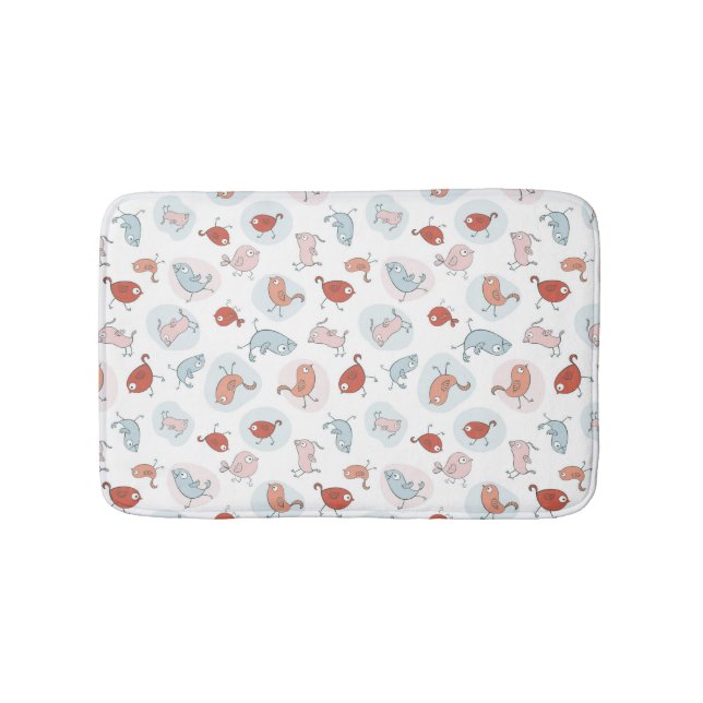 pattern with cartoon birds bath mat (Front)