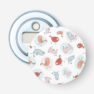 pattern with cartoon birds bottle opener