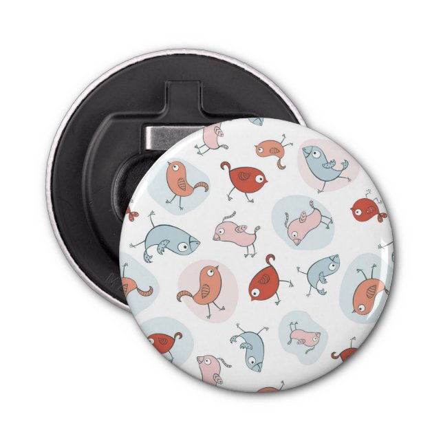 pattern with cartoon birds bottle opener (Front)