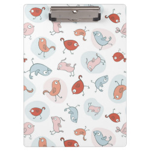 pattern with cartoon birds clipboard