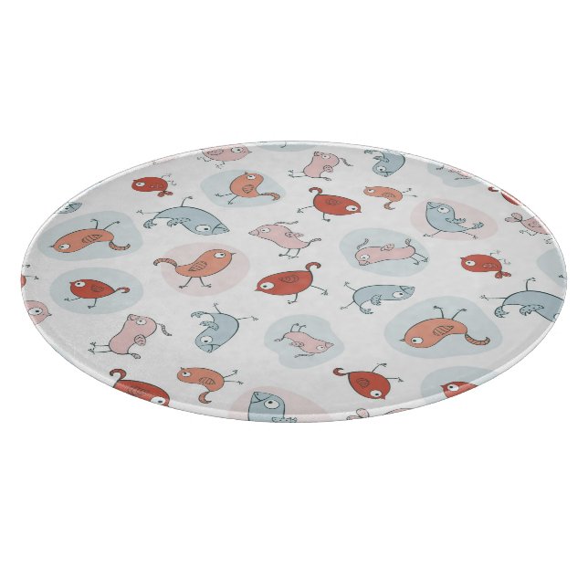 pattern with cartoon birds cutting board (Corner)