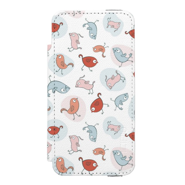 pattern with cartoon birds incipio iPhone wallet case (Folio Front)