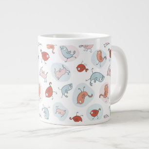 pattern with cartoon birds large coffee mug