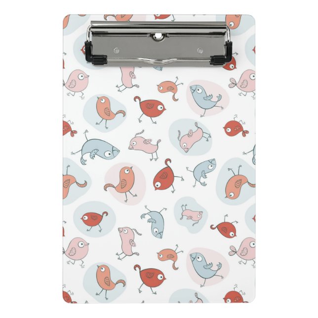pattern with cartoon birds mini clipboard (Front)