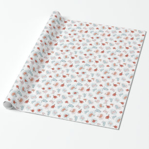 pattern with cartoon birds wrapping paper