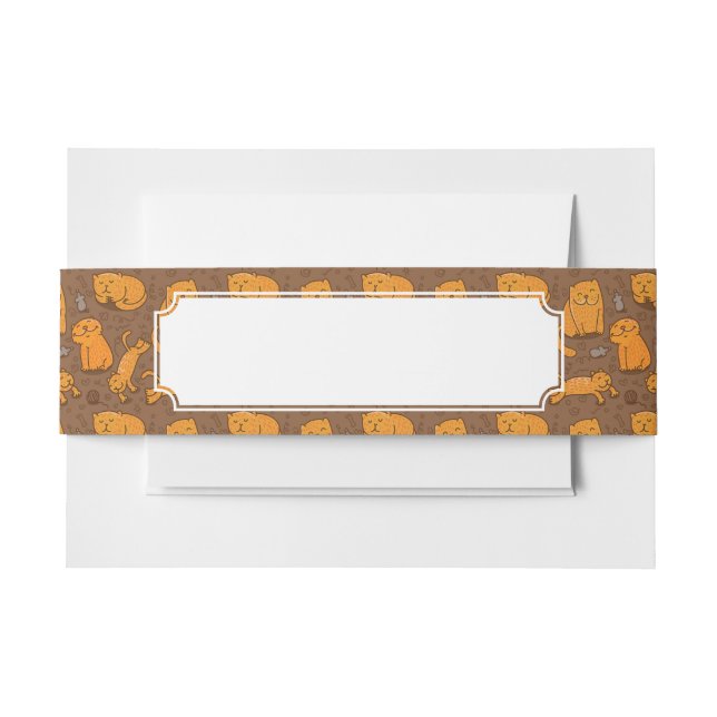 Pattern With Cats Invitation Belly Band (Front Example)