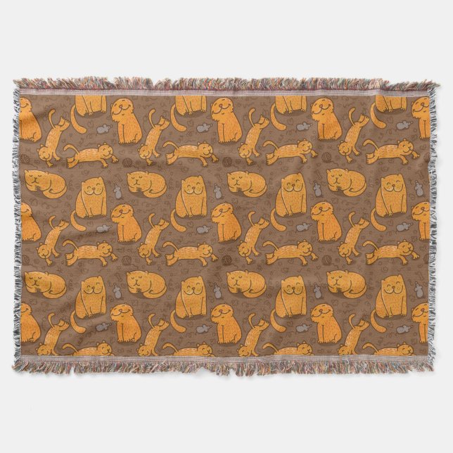 Pattern With Cats Throw Blanket (Front)