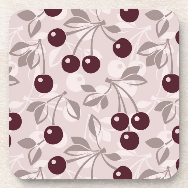 Pattern with Cherries 2 Coaster (Front)