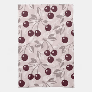 Pattern with Cherries 2 Tea Towel