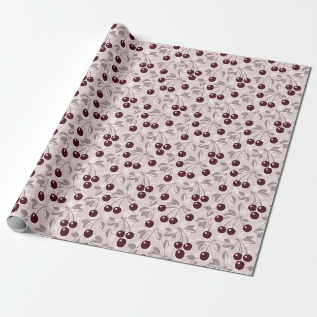 Pattern with Cherries 2 Wrapping Paper (Unrolled)