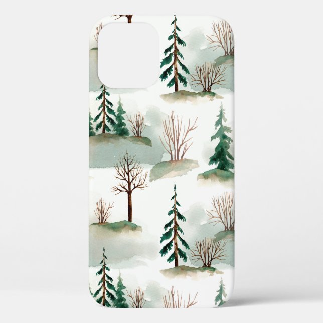 Pattern with Christmas trees, trees and bushes. Bl Case-Mate iPhone Case (Back)