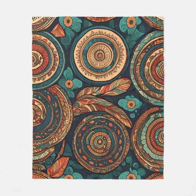pattern with circles Ethnic seamless pattern Fleece Blanket (Front)
