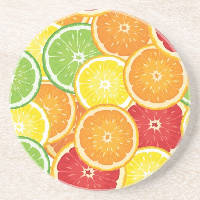 Pattern with citrus fruits coaster (Front)