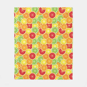 Pattern with citrus fruits fleece blanket