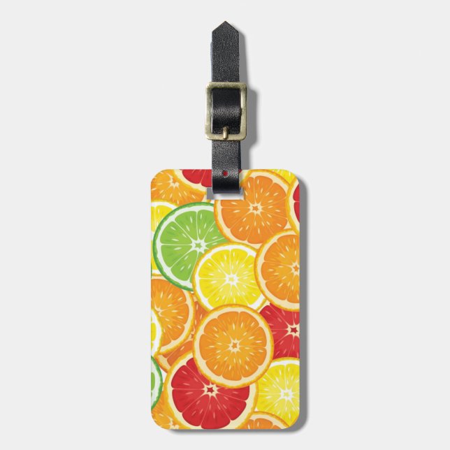 Pattern with citrus fruits luggage tag (Front Vertical)
