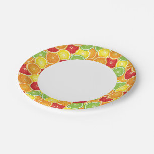 Pattern with citrus fruits paper plate