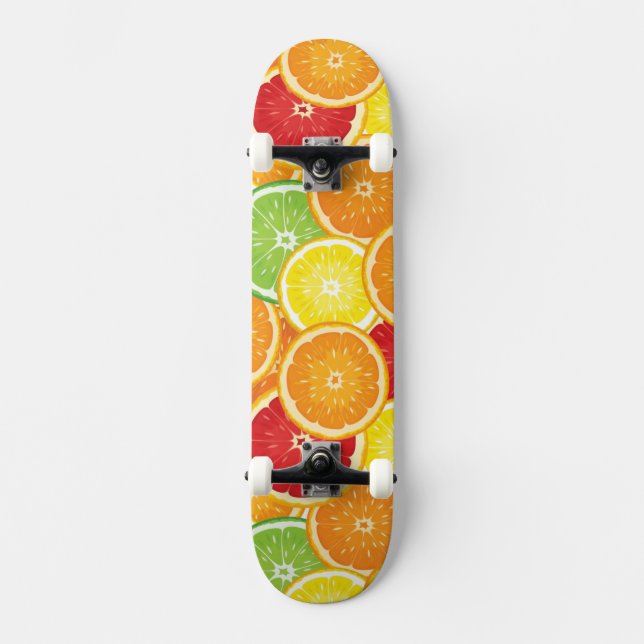 Pattern with citrus fruits skateboard (Front)