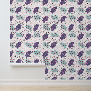 pattern with clouds, ladybugs and berries wallpaper