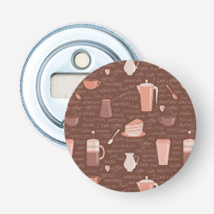 Pattern with coffee related elements bottle opener