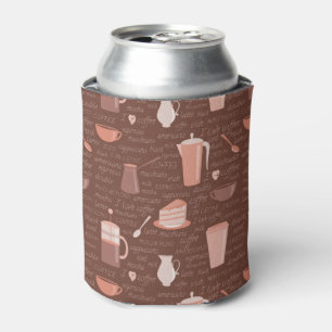 Pattern with coffee related elements can cooler