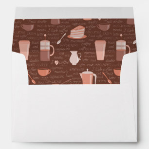 Pattern with coffee related elements envelopes
