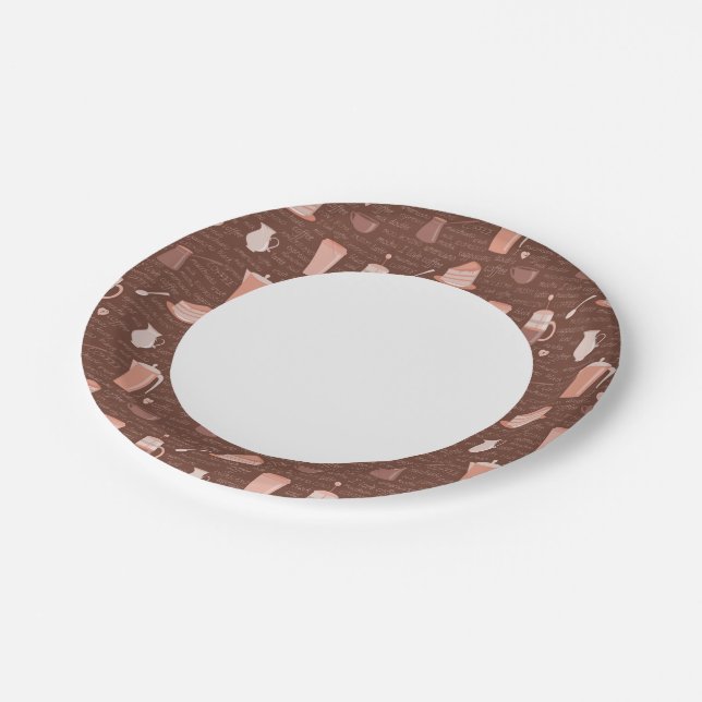 Pattern with coffee related elements paper plate (Angled)