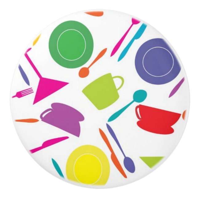 Pattern With Coloured Kitchen Stuff Ceramic Knob (Front)
