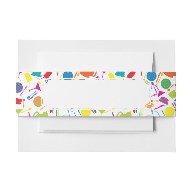 Pattern With Coloured Kitchen Stuff Invitation Belly Band (Front Example)