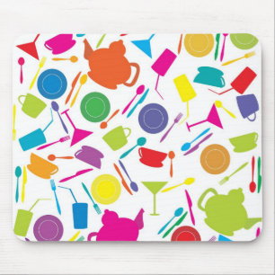 Pattern With Coloured Kitchen Stuff Mouse Mat