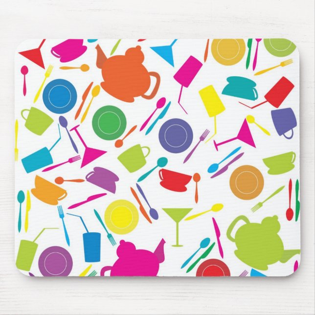 Pattern With Coloured Kitchen Stuff Mouse Mat (Front)