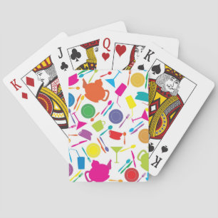 Pattern With Coloured Kitchen Stuff Playing Cards