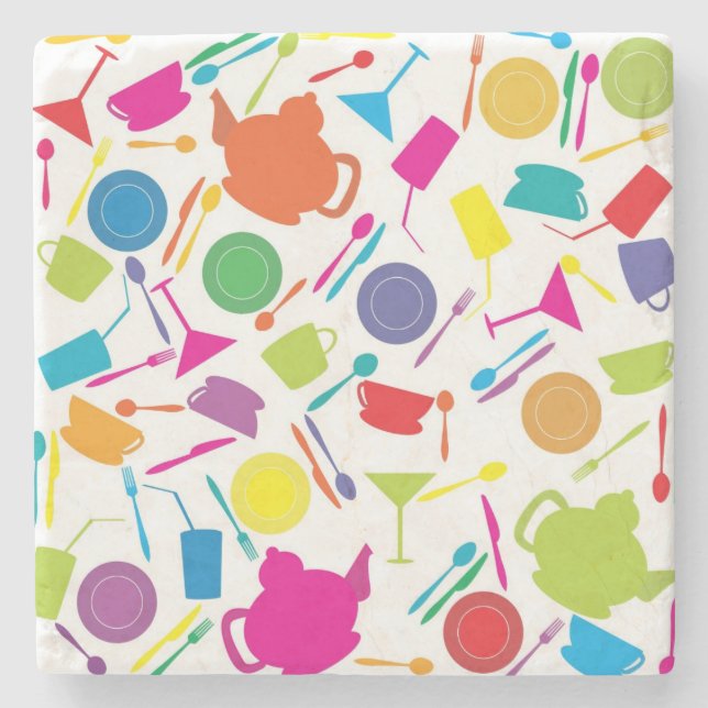 Pattern With Coloured Kitchen Stuff Stone Coaster (Front)