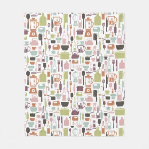 Pattern with colourful cooking icons fleece blanket